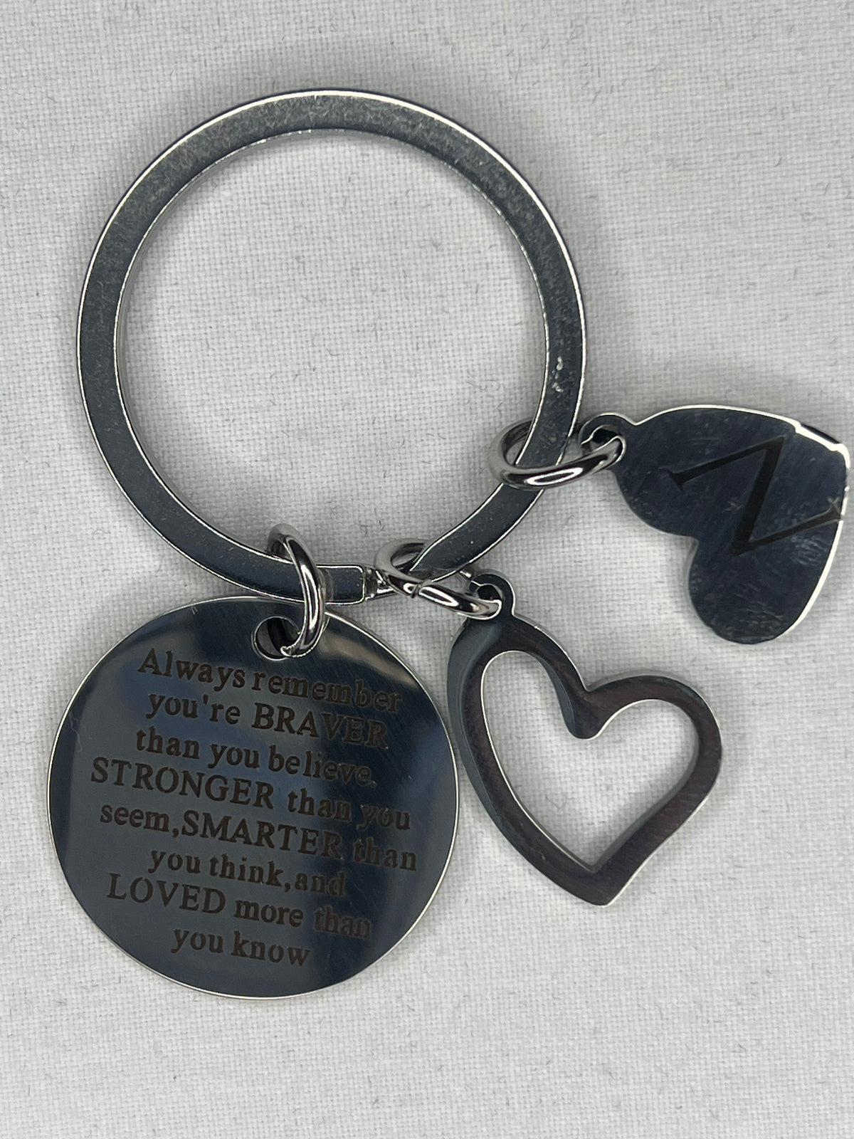 Heart Keychain Braver Stronger Smarter