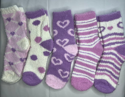 Womens Fluffy Socks Warm Thick Cosy Winter Slipper Fleece Heart Socks 5 Pairs