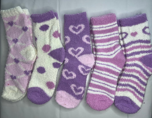 Womens Fluffy Socks Warm Thick Cosy Winter Slipper Fleece Heart Socks 5 Pairs