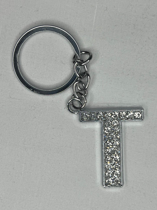 Glitzy Blitzy Alphabet Letter Bling Crystal Keyring (T)