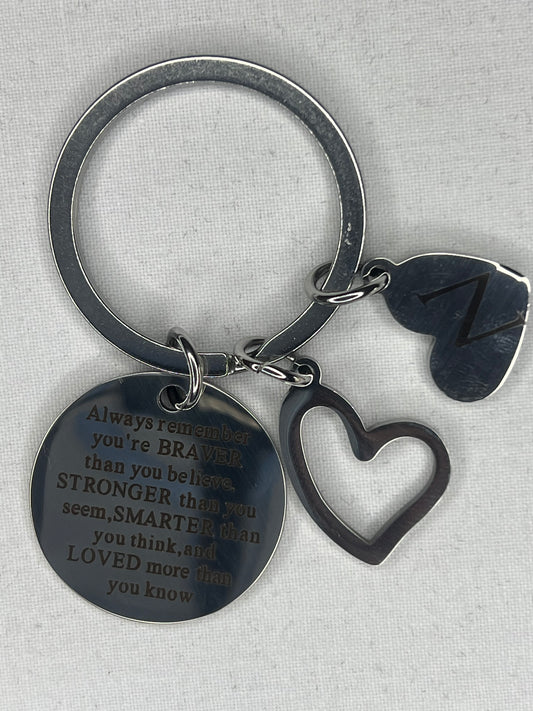 Heart Keychain Braver Stronger Smarter