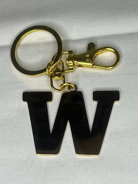 Stainless Steel Gold Letter W Keychain