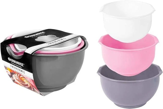 3 Piece Mixing Bowl Set Non-Slip Baking Cooking Food Preparation 3 Sizes Pack